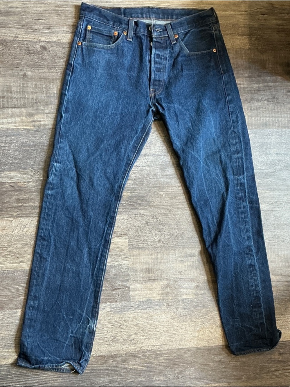 Men's Straight Dark Blue Denim Jeans